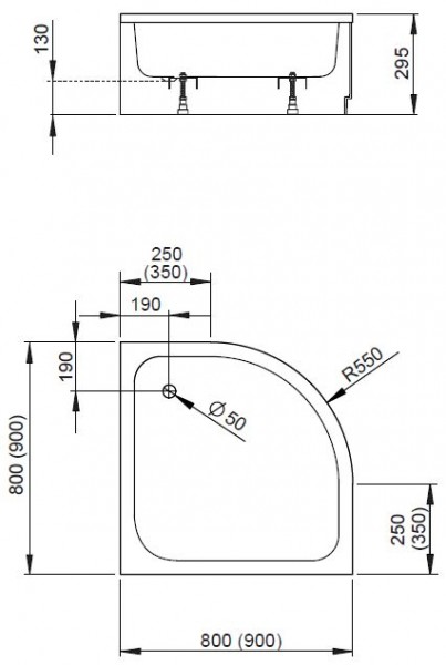 Radaway Samos A brodzik półokrągły z obudową 80x80 4S88300-03