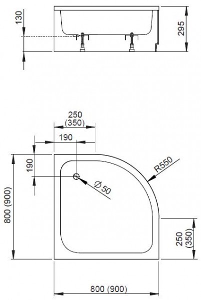 Radaway Samos A brodzik półokrągły z obudową 90x90 4S99300-03