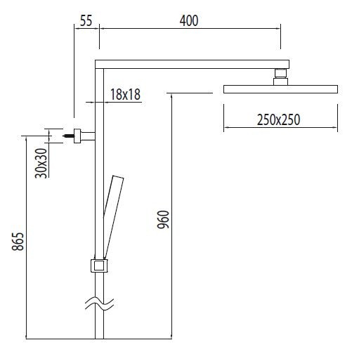 Tres Cuadro zestaw natryskowy do baterii natynkowej chrom 1.07.476