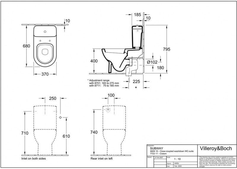 Villeroy&Boch Subway spłuczka do muszli WC-kompakt biała weiss alpin 77231101