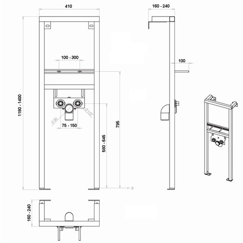 Roca stelaż do umywalki wysokość 118-140 cm A890073000