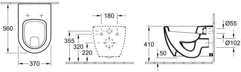 Villeroy&Boch Subway muszla z półką wisząca biała weiss alpin ceramicplus 660310R1