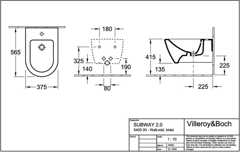 Villeroy&Boch Subway 2.0 bidet wiszący biały weiss alpin 54000001