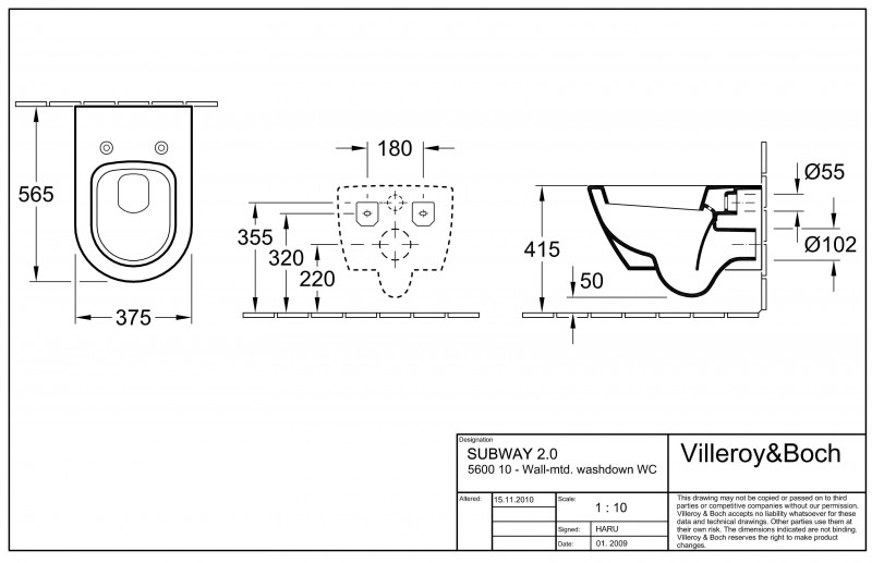 Villeroy&Boch Subway 2.0 muszla wisząca + deska wolnoopadająca 56001001 + 9M68S101
