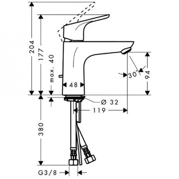 Hansgrohe Focus 100 bateria umywalkowa z korkiem chrom 31621000