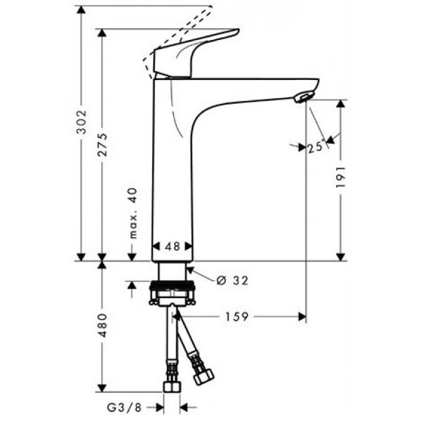 Hansgrohe Focus 190 bateria umywalkowa wysoka bez korka chrom 31518000