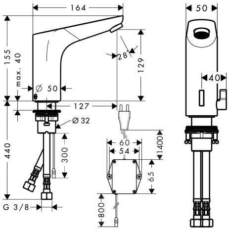 Hansgrohe Focus Electronic bateria umywalkowa na podczerwień zasilana z sieci 230V chrom 31173000