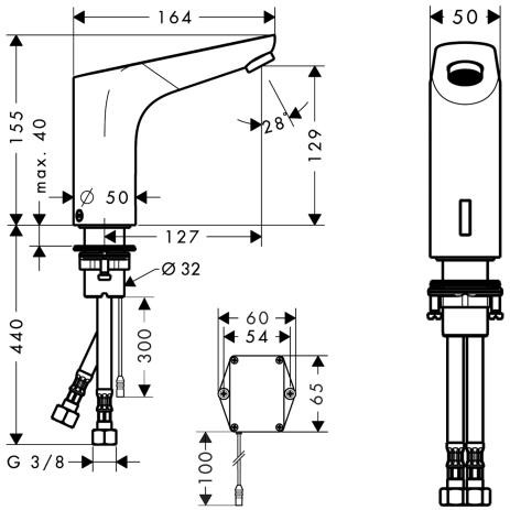 Hansgrohe Focus Electronic bateria umywalkowa na podczerwień zasilana baterią 6V chrom 31172000