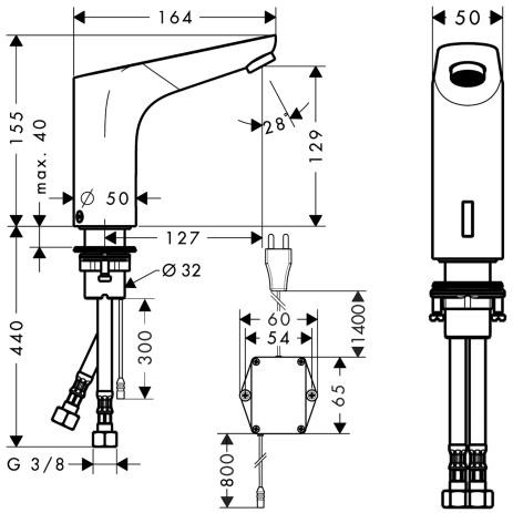 Hansgrohe Focus Electronic bateria umywalkowa na podczerwień zasilana z sieci 230V chrom 31174000