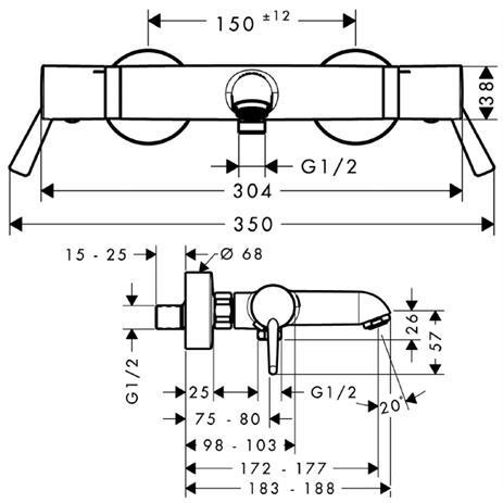 Hansgrohe Ecostat Comfort Care bateria wannowa ścienna termostatyczna chrom 13115000