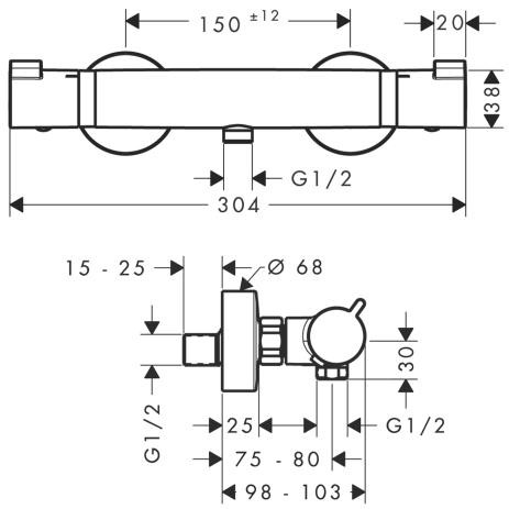 Hansgrohe Ecostat Comfort bateria prysznicowa ścienna termostatyczna chrom 13116000