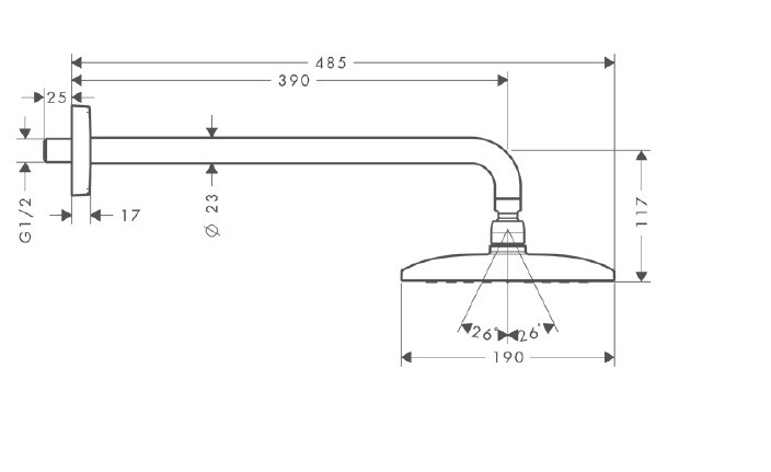 Hansgrohe Raindance E360 AIR 1jet deszczownica głowica prysznicowa 36x19 z ramieniem prysznicowym 390mm chrom 27376000