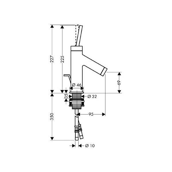 Axor Starck bateria umywalkowa mała z korkiem chrom 10116000