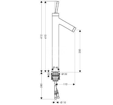 Axor Starck 340 bateria umywalkowa wysoka bez korka chrom 10129000