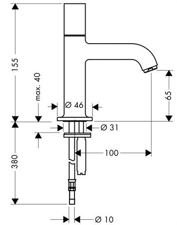 Axor Starck bateria umywalkowa bez mieszacza chrom 38130000