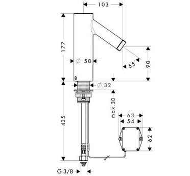 Axor Starck bateria umywalkowa na podczerwień zasilana baterią 6V chrom 10101000
