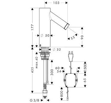 Axor Starck bateria umywalkowa na podczerwień zasilana z sieci 230V chrom 10145000