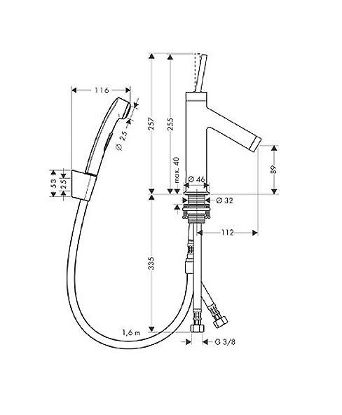 Axor Strack Bidette bateria umywalkowa chrom 10300000