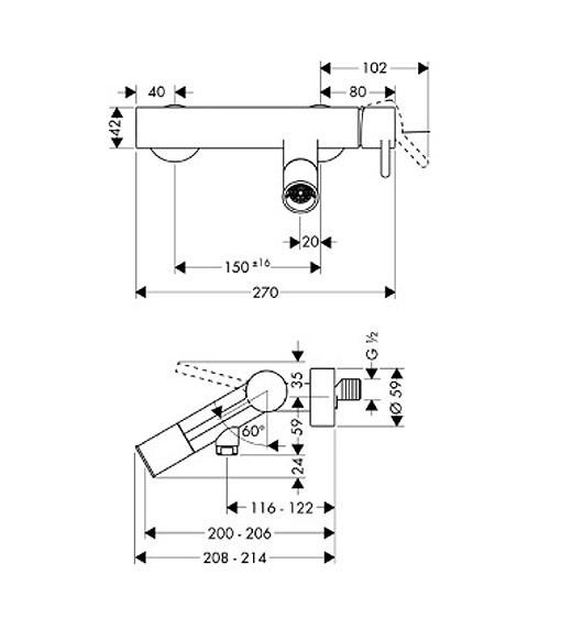 Axor Starck bateria wannowa ścienna chrom 10411000