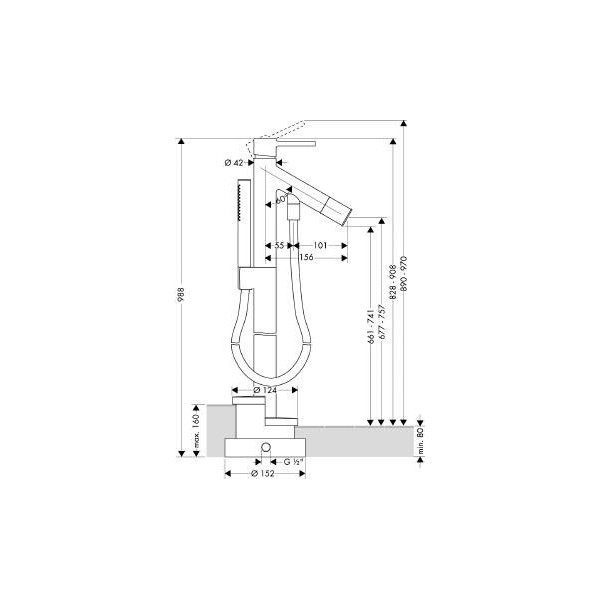 Axor Starck jednouchwytowa bateria wannowa stojąca podłogowa chrom 10456000