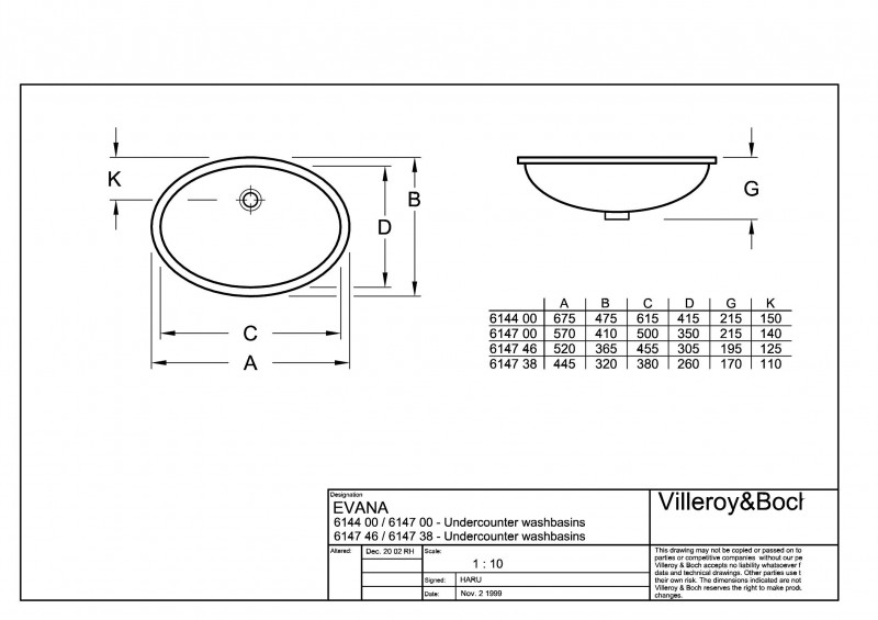 Villeroy&Boch Evana umywalka podblatowa 50cm 50x35 biała weiss alpin ceramicplus 614700R1