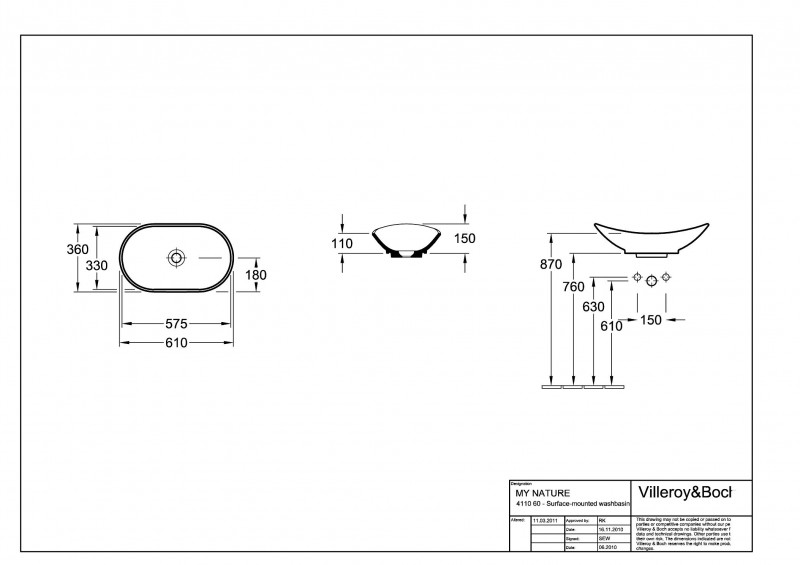 Villeroy&Boch My Nature umywalka stojąca na blacie 61cm 61x36 biała weiss alpin ceramicplus 411060R1