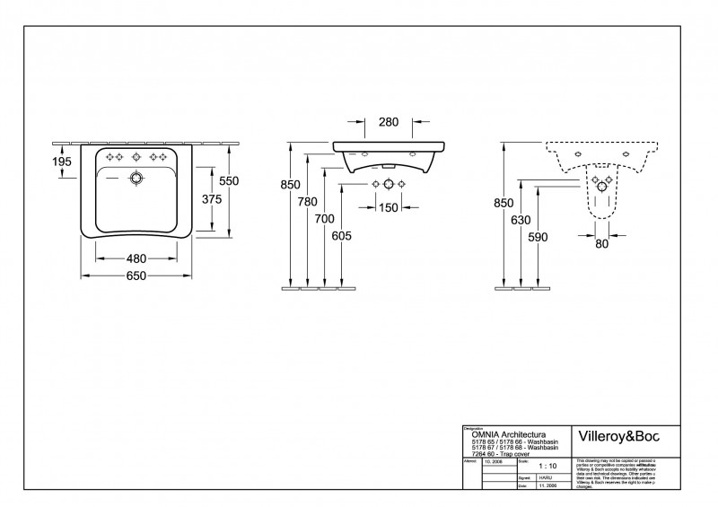Villeroy&Boch Omnia Architectura umywalka Vita 65cm 65x55 biała weiss alpin ceramicplus 517868R1