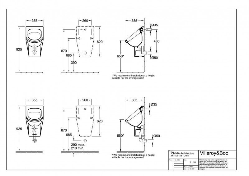 Villeroy&Boch Omnia Architectura pisuar z sitkiem ceramicznym biały weiss alpin ceramicplus 557420R1