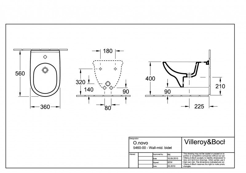 Villeroy&Boch O.Novo bidet wiszący biały weiss alpin 54600001