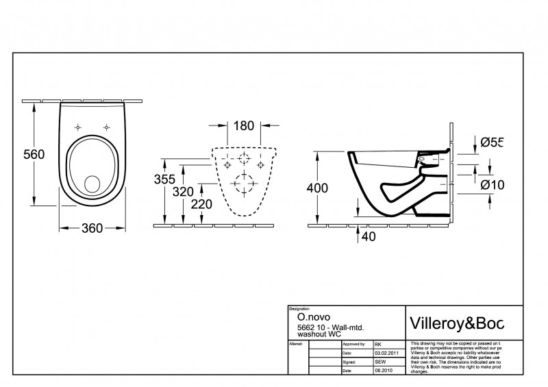 Villeroy&Boch O.Novo muszla wisząca biała weiss alpin 56621001