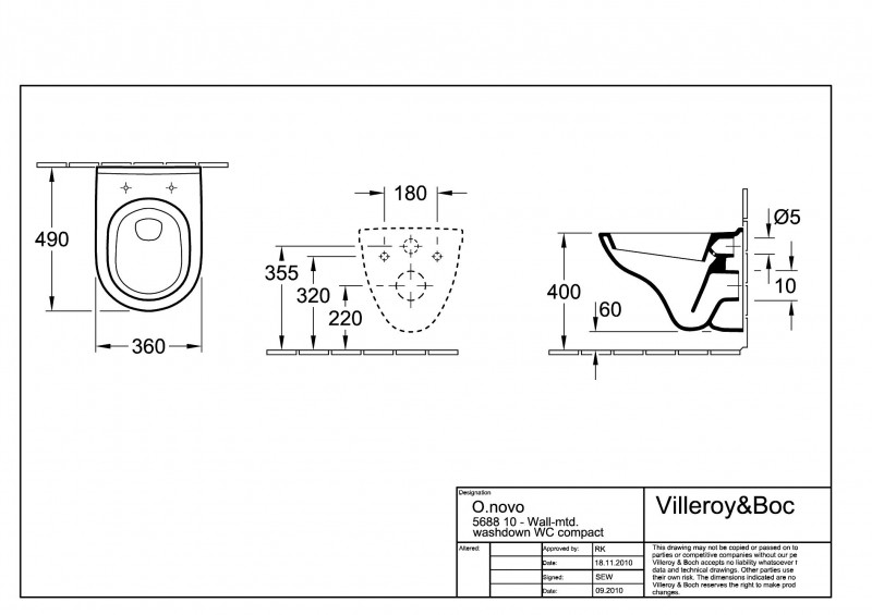 Villeroy&Boch O.Novo Compact muszla wisząca biała weiss alpin 56881001