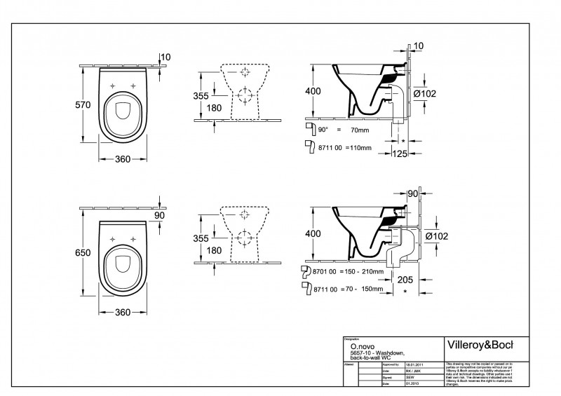 Villeroy&Boch O.Novo muszla stojąca biała weiss alpin ceramicplus 565710R1