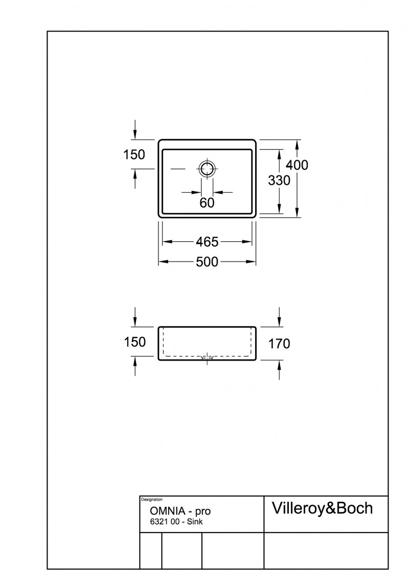 Villeroy&Boch O.Novo zlew ceramiczny 49,5cm 49,5x40 biały weiss alpin ceramicplus 632100R1