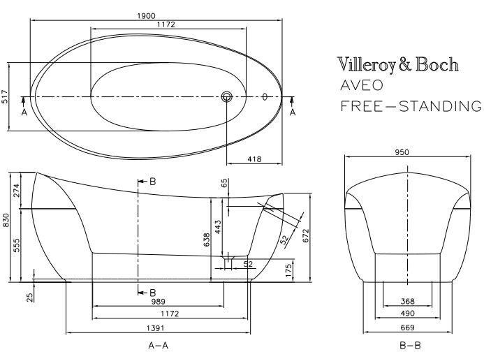 Villeroy&Boch Aveo wanna owalna 190x95 z obudową + syfon biała weiss alpin UBQ 194 AVE 9PDV-01