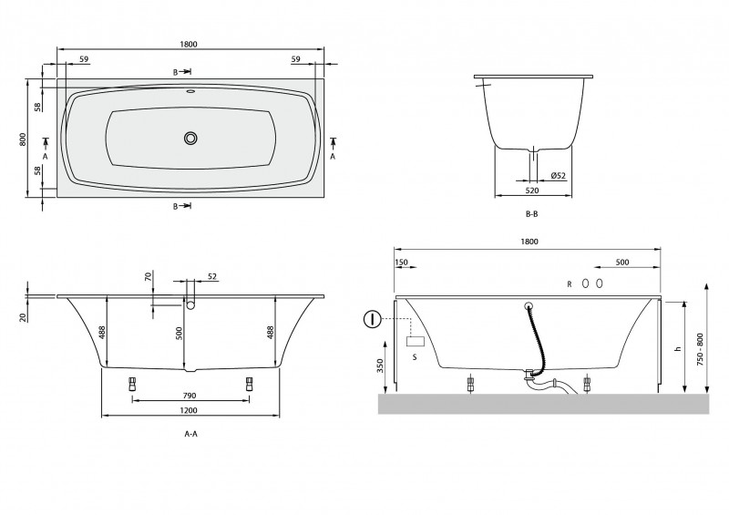 Villeroy&Boch My Art Duo wanna prostokątna 180x80 biała weiss alpin UBQ 180 MYA 2V-01