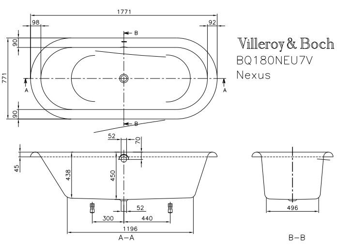Villeroy&Boch Nexus Duo wanna owalna 177x77 biała weiss alpin UBQ 180 NEU 7V-01