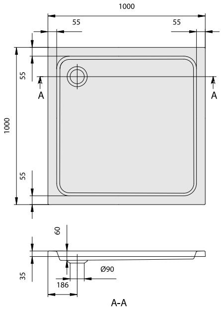 Villeroy&Boch O.Novo brodzik kwadratowy 100x100 biały weiss alpin UDA 1006 DEN 1GV-01