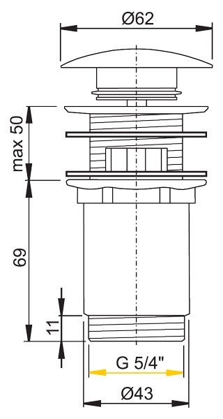 Alcaplast korek umywalkowy click-clack z przelewem okrągły A392