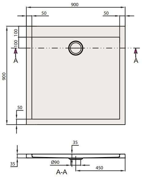 Villeroy&Boch Subway brodzik kwadratowy 90x90 biały weiss alpin UDA 0935 SUB 1V-01