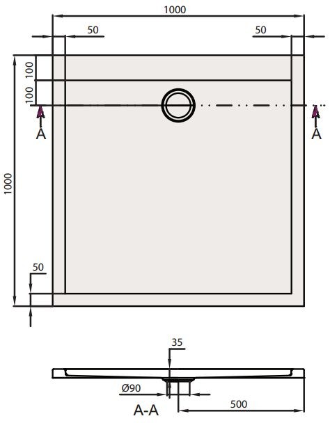 Villeroy&Boch Subway brodzik kwadratowy 100x100 biały weiss alpin UDA 1035 SUB 1V-01