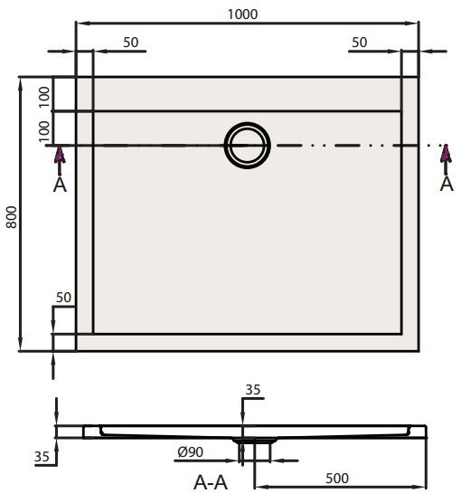 Villeroy&Boch Subway brodzik prostokątny 100x80 biały weiss alpin UDA 1835 SUB 2V-01