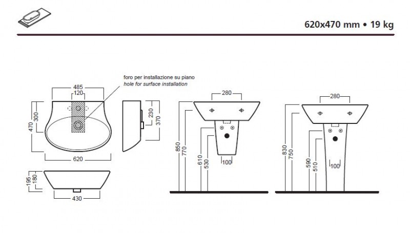 Hatria Nido umywalka 62x47 Y0R4