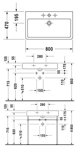 Duravit Vero umywalka 80cm 80x47 biały alpin 0454800000