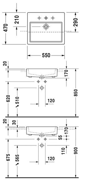 Duravit Vero umywalka półblatowa 55cm 55x47 biały alpin 0314550000