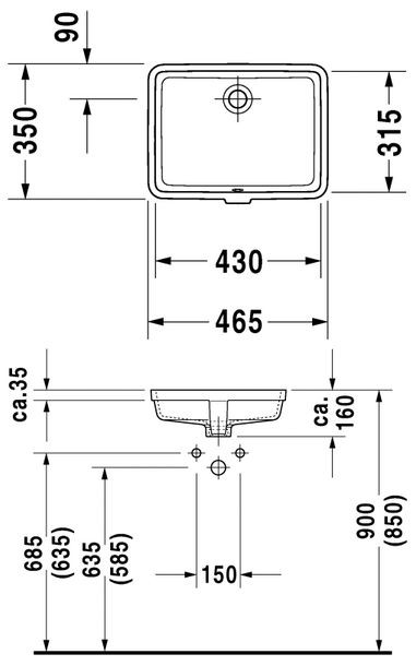 Duravit Vero umywalka podblatowa 43cm 43x31,5 biały alpin wondergliss 03304300001
