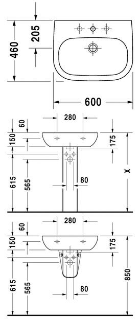 Durvit D-Code umywalka 60cm 60x46 biały alpin 23106000002