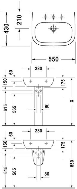 Durvit D-Code umywalka 55cm 55x43 biały alpin 23105500002