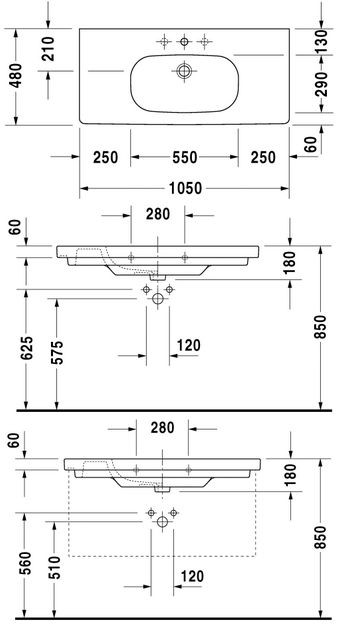 Durvit D-Code umywalka meblowa 105cm 105x48 biały alpin 03421000002