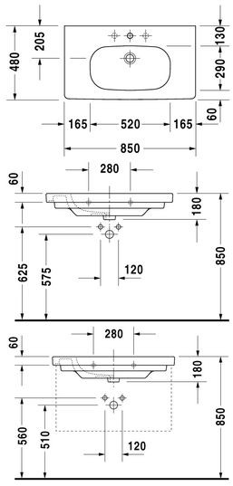 Durvit D-Code umywalka meblowa 85cm 85x48 biały alpin 03428500002