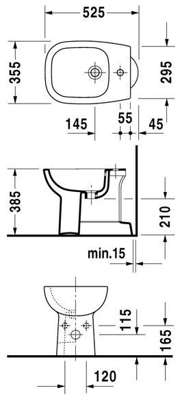 Duravit D-Code bidet stojący biały alpin 22371000002